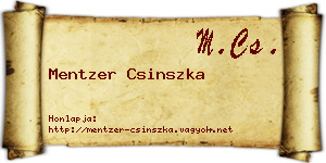 Mentzer Csinszka névjegykártya